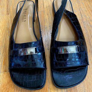 Black Leather Lauren Flats, Size 8